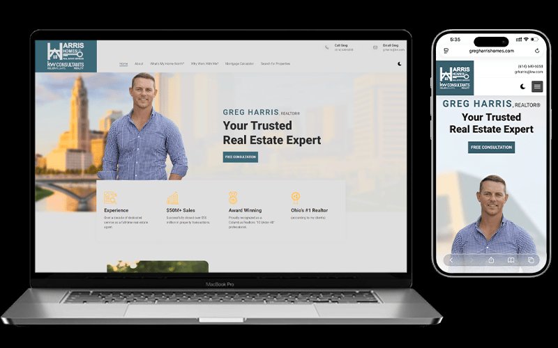 Website mockup for Greg Harris Homes