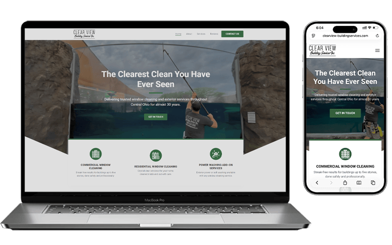 website mockups on laptop and cell phone