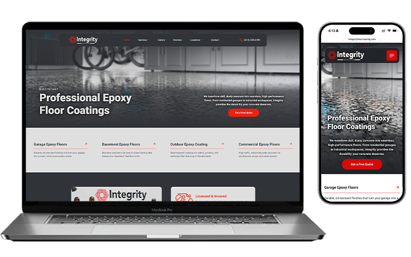 website mockups on laptop and cell phone