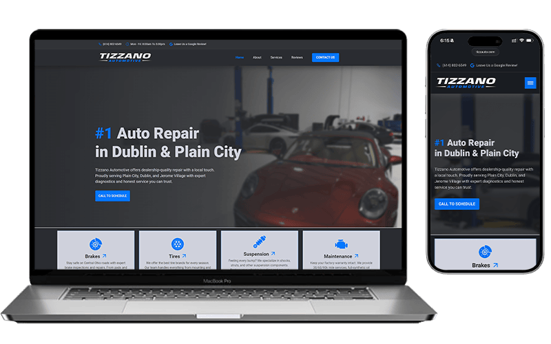 website mockups on laptop and cell phone