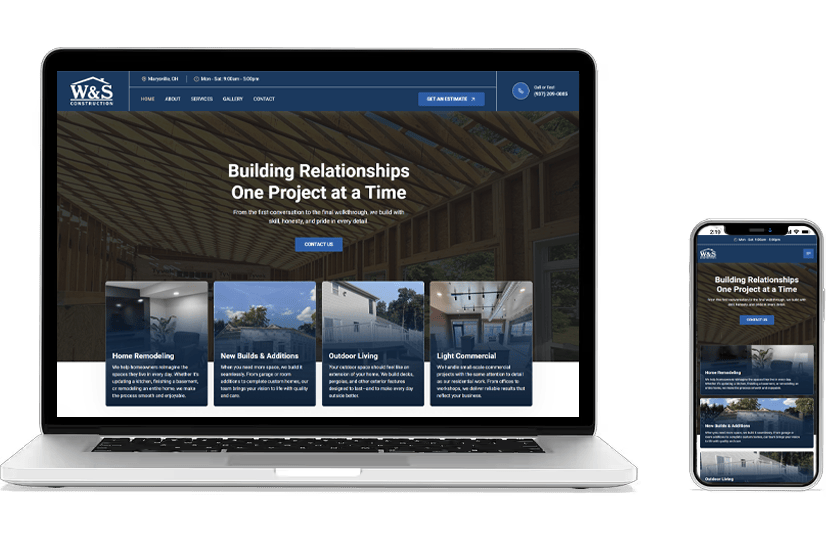 website mockups on laptop and cell phone